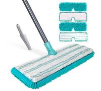 Masthome Microfiber Floor Mop, Double-Sided Flat Mop with 4pcs Washable Pads and Adjustable Handle, Wet Dry Dust Mops for Hardwood Laminate Tile Floor Cleaning