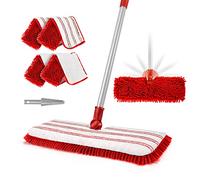 Masthome Microfiber Mop for Floor Cleaning, Wet Dry Flat Mops with 4 Double-Sided Washable Pads, 127cm Handle Dust Floor Mop for Hardwood Laminate Vinyl Tile, Includes 1 Cleaning Scraper