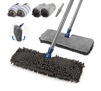Masthome Microfiber Mops for Floor Cleaning,Dust Mop with 4 Reusable Pads,Flat Flip Mops for Wet & Dry Use,Professional Microfiber Mop for Hardwood, Laminate,Tile Floor Cleaning-1 Scraper