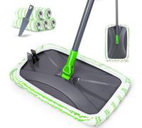 Masthome Microfibre Mop, Flat Mops for Cleaning Floors, Wet Dry Floor Mop with 5 Washable & Reusable Pads, Dust Mops for Laminate Tile Hardwood Floors Bathroom Kitchen Walls-Green