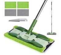 Masthome Microfibre Mop with 4 Reusable Pads, Professional Flat Mop with Stainless Steel Handle, Double-Sided Floor Sweeper Mop for Cleaning Hardwood Laminate Tile Floors, Send 1 Dirt Removal Scrubber