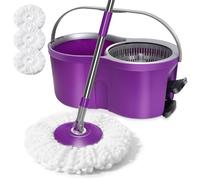 Masthome Mop and Buckets Sets, 360° Rotating Spin Mop Bucket with Foot Pedal, Long Handled Floor Mops Bucket Set for Cleaning Laminate, Hardwood & Tile Floors-Send 3 Reusable Pads