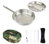 MASTIFF GEARS 304 (18/8) Stainless Steel (FDA Compliant) USGI Type Mess Kit, Revived Plate Set, Army Mess Kit with Utensils & Pouch for Outdoor Camping Hiking Picnic BBQ Beach