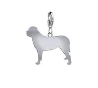 Mastiff Silhouette Silver Charm