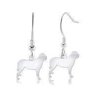 Mastiff Silhouette Silver Earrings