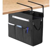 MASTLU Under Desk Hanging Magazine and File Storage Bag, Office Side Storage Bag, Compatible with A4 Files, Detachable Handle Design, No Assembly Required, Black