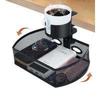 MASTLU Under Desk Organizer,Cup Holder,Table Management Tray, Swivel Pencil Drawer, Office No Drill Steel Organizers,360 Spin Hidden Storage Box,Easy Install,Strong and Durable (Black)