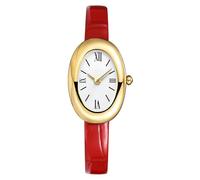 MASTOP Bracelet Watch for Women - Elegant 24mm Oval Dial Bangle Watch - Gold Jewelry Style Quartz Wristwatch - Gift for Her, Red, Elegant Fashion Vintage