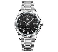 MASTOP Business Men's Watch Quatz Movement Luxury Watches for Men with Stainless Steel Strap Sapphire Glass Dial Luminous Hands and Hour Markers Waterproof, Silver Black, Casual Luxury Men's Watch