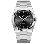 MASTOP Fashion Men's Watches Business Watch Date Stainless Steel Luxury Style Luminous Quartz Waterproof Analog Display Male Wristwatch Glow-in-The Dark Watch for Men with Tool, Silver Black, Casual
