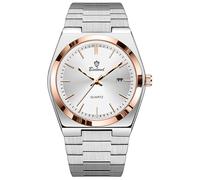 MASTOP Fashion Men's Watches Business Watch Date Stainless Steel Luxury Style Luminous Quartz Waterproof Analog Display Male Wristwatch Glow-in-The Dark Watch for Men with Tool, Rose Silver, Casual
