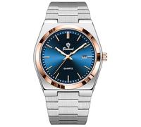 MASTOP Fashion Men's Watches Business Watch Date Stainless Steel Luxury Style Luminous Quartz Waterproof Analog Display Male Wristwatch Glow-in-The Dark Watch for Men with Tool, Rose Blue, Casual
