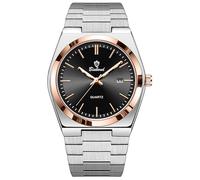 MASTOP Fashion Men's Watches Business Watch Date Stainless Steel Luxury Style Luminous Quartz Waterproof Analog Display Male Wristwatch Glow-in-The Dark Watch for Men with Tool, Rose Black, Casual