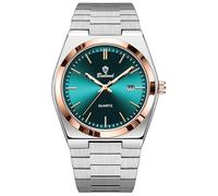 MASTOP Fashion Men's Watches Business Watch Date Stainless Steel Luxury Style Luminous Quartz Waterproof Analog Display Male Wristwatch Glow-in-The Dark Watch for Men with Tool, Rose Green, Casual