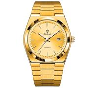 MASTOP Fashion Men's Watches Business Watch Date Stainless Steel Luxury Style Luminous Quartz Waterproof Analog Display Male Wristwatch Glow-in-The Dark Watch for Men with Tool, Gold, Casual Luxury