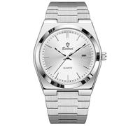 MASTOP Fashion Men's Watches Business Watch Date Stainless Steel Luxury Style Luminous Quartz Waterproof Analog Display Male Wristwatch Glow-in-The Dark Watch for Men with Tool, Silver, Casual Luxury