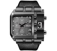 MASTOP Large Dial Quartz Men's Watch Casual Leather Men's Watch Personality Square Watch, Black