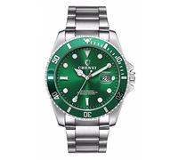 MASTOP lassic Fashion Men Rotatable Bezel Luminous Watch Silver Stainless Steel Waterproof Analog Quartz Watch