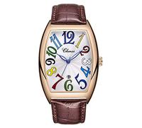 MASTOP Luxury Men's Business Watch Waterproof Luminous Calendar Casual Rectangular Leather Quartz Watches (Brown), Brown, Quartz Watches