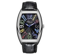 MASTOP Luxury Men's Business Watch Waterproof Luminous Calendar Casual Rectangular Leather Quartz Watches (Black Silver), Black Silver, Quartz Watches