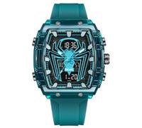 MASTOP Luxury Spider Man Watch Quartz Watch Large Face Digital Analog Dual Time Display Stopwatch Punk Cool Design Silicon Strap Wrist Watch for Men, Light Blue, spider man watch for men fashion