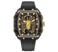 MASTOP Luxury Spider Man Watch Quartz Watch Large Face Digital Analog Dual Time Display Stopwatch Punk Cool Design Silicon Strap Wrist Watch for Men, Black Yellow, spider man watch for men fashion