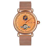 MASTOP Luxury Top Brand Business Automatic Watch Men Luxury Moon Phase Mechanical WatchMesh Belt Mechanical Men's Watches Hollow Clock Pagani Design., rose gold, Mechanical,Self-winding