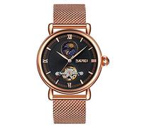 MASTOP Luxury Top Brand Business Automatic Watch Men Luxury Moon Phase Mechanical WatchMesh Belt Mechanical Men's Watches Hollow Clock Pagani Design., rose gold black, Mechanical,Self-winding