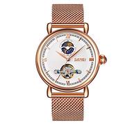 MASTOP Luxury Top Brand Business Automatic Watch Men Luxury Moon Phase Mechanical WatchMesh Belt Mechanical Men's Watches Hollow Clock Pagani Design., rose gold white, Mechanical,Self-winding