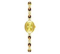MASTOP Luxury Vintage Gold Watches for Women with Jade Colorful Crystal Small Oval Dainty Silver Watch Ladies Bracelet Dress Quartz Wrist Watch Waterproof Bangle, T Gold Brown, Women Vintage Petite