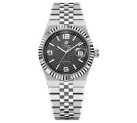MASTOP Men’s Automatic Mechanical Watch, Stainless Steel Bracelet, Luminous Dial, Date Window, 30M Water Resistant Dress Watch, Silver Black, automatic watch for men mechanical