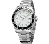 MASTOP Mens Automatic Mechanical Watches Stainless Steel Waterproof Luxury Automatic Watch for Men Top Brand Reloj Automático para Hombre, silver white, outdoor military shockproof luminous watch