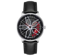 MASTOP Men's Car Watch Creative Hollow Design Waterproof Quartz Analog Stainless Steel Strap Suitable for Men and Car Enthusiasts, Silver Red, Fashion classic