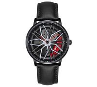 MASTOP Men's Car Watch Creative Hollow Design Waterproof Quartz Analog Stainless Steel Strap Suitable for Men and Car Enthusiasts, Black Red, Fashion classic