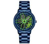 MASTOP Men's Car Watch Creative Hollow Design Waterproof Quartz Analog Stainless Steel Strap Suitable for Men and Car Enthusiasts, A Blue Green, Fashion classic