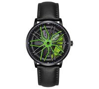 MASTOP Men's Car Watch Creative Hollow Design Waterproof Quartz Analog Stainless Steel Strap Suitable for Men and Car Enthusiasts, Black Green, Fashion classic