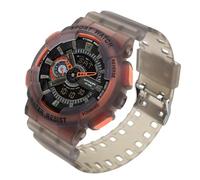 MASTOP Men's Digital Analog Sports Watch Dual Display Tactical Watch with Stopwatch, Alarm, Backlight, Shock Resistant Case for Outdoor, Travel, and Everyday Wear, Transparent Grey, military style led