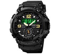 MASTOP Mens Large Dial LED Digital Sport Watch Military Multi Function Waterproof Alarm Electronic Watch, Black, Digital,Quartz Movement