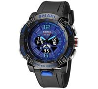 MASTOP Men's Large Face Watches 5ATM Outdoor Sports Military Digital Transparent Watch Multi Function Water Resistant Backlight Alarm Stopwatch LED Rugged Wristwatch for Training Hiking