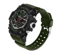MASTOP Men's Large Face Watches 5ATM Outdoor Sports Military Digital Transparent Watch Multi Function Water Resistant Backlight Alarm Stopwatch LED Rugged Wristwatch for Training Hiking, Green