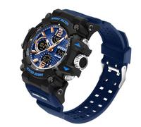 MASTOP Men's Large Face Watches 5ATM Outdoor Sports Military Digital Transparent Watch Multi Function Water Resistant Backlight Alarm Stopwatch LED Rugged Wristwatch for Training Hiking, Blue