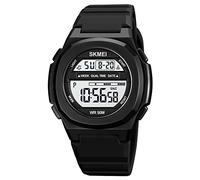 MASTOP Mens Military Multifunction Digital LED Watches 5ATM Waterproof Military Style Man Dual Display Alarm Quartz Sports Watch, Black White, Digital