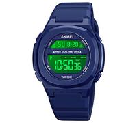 MASTOP Mens Military Multifunction Digital LED Watches 5ATM Waterproof Military Style Man Dual Display Alarm Quartz Sports Watch, Blue, Digital