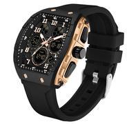 MASTOP Men's Outdoor Multi-Functional Sports Watch Alarm Countdown Timer Stopwatch Calendar Waterproof Silicone Strap Wristwatch, Black Gold, Fashion Casual Sports