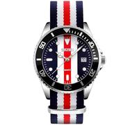 MASTOP Men's Quartz Watch Nylon Strap British Style Business Sports Date Display Waterproof Dress Watches Luminous Fashion Analog Casual Wristwatch, white blue red, Quartz Watch
