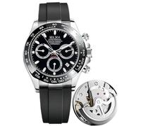 MASTOP Men's Watch Panda Chronograph Dial Luxury Quartz Movement Wrist Watch Analog Business Waterproof Scratch Resistant Silicone Strap Rubber Band Sports Watches for Men, Black, Casual Luxury Men's
