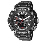 MASTOP Mens Watches Analog Digital LED Dual Display Military Multifunction Watch Electronic Waterproof Quartz Sports Watch with Alarm Stopwatch Backlight 12H/24H Outdoor Running Swimming, Black Silver