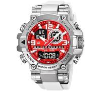 MASTOP Men's Watches Sports Outdoor Camouflage Waterproof Military Wrist Watch Tactical Date Multi Function Large Face LED Alarm Rugged Wristwatch for Training Hiking Adventure, Silver