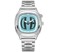 MASTOP Modern Stainless Steel Analog Watch Perspective Dial with Unique Colorful Dial - Stylish and Precise for Everyday Wear, Silver Blue, spider man watch for men fashion unique rectangle dial