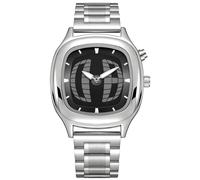 MASTOP Modern Stainless Steel Analog Watch Perspective Dial with Unique Colorful Dial - Stylish and Precise for Everyday Wear, Silver Black, spider man watch for men fashion unique rectangle dial